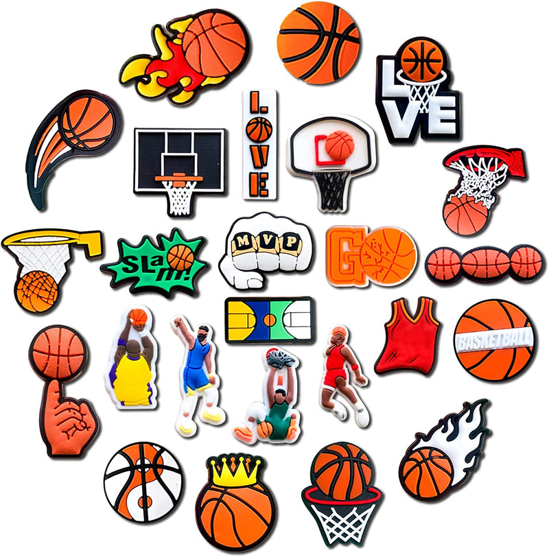 Sports Shoe Charms for Croc Clog Decoration, Baseball Softball Football Basketball Soccer Charms Accessories for Boy Men Party Favor Sporting Goods > Outdoor Recreation > Winter Sports & Activities Fohiahfce Basketball  