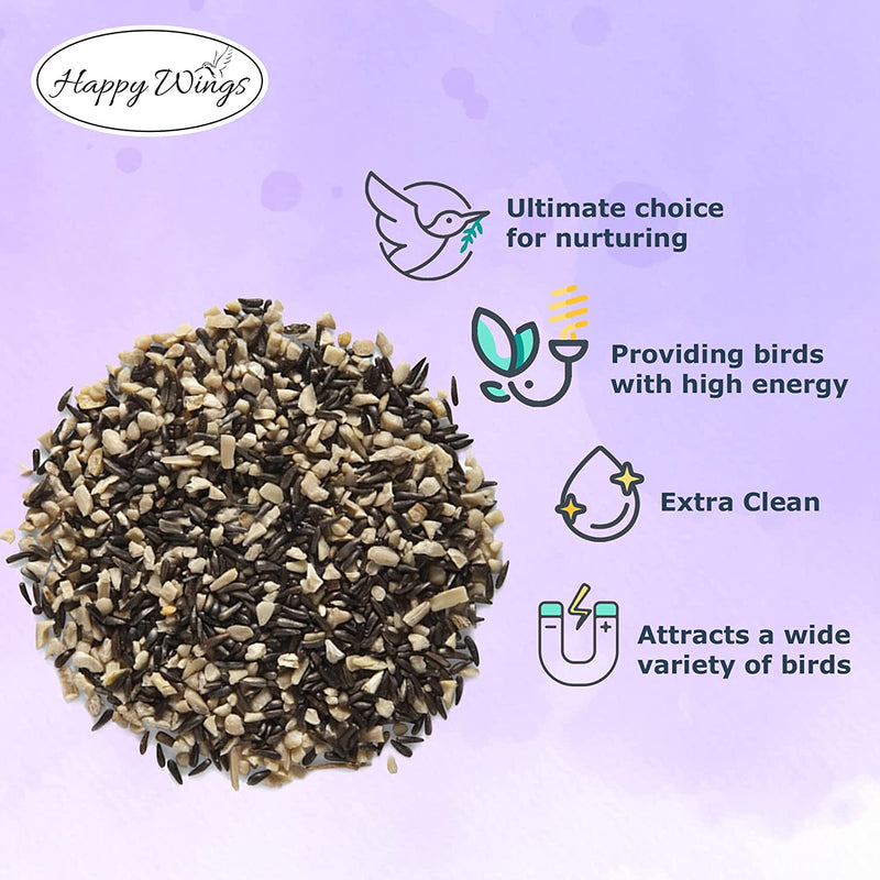 Happy Wings Finch Blend Bird Food, Mix of Sunflower Hearts and Nyjer Seed, 5 Pounds | No Growth Seed | Bird Seed for Wild Birds Animals & Pet Supplies > Pet Supplies > Bird Supplies > Bird Food ASA Agrotech   