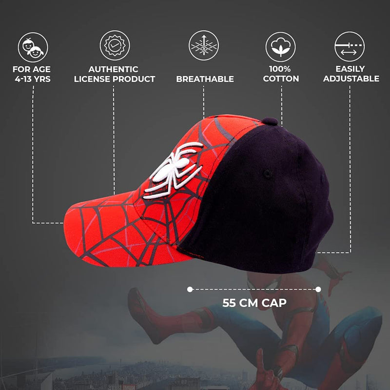 Marvel Spiderman Hat for Boys, Breathable Spiderman Baseball Cap for Toddlers, Boys Ages 3-9 Sporting Goods > Outdoor Recreation > Winter Sports & Activities Marvel   