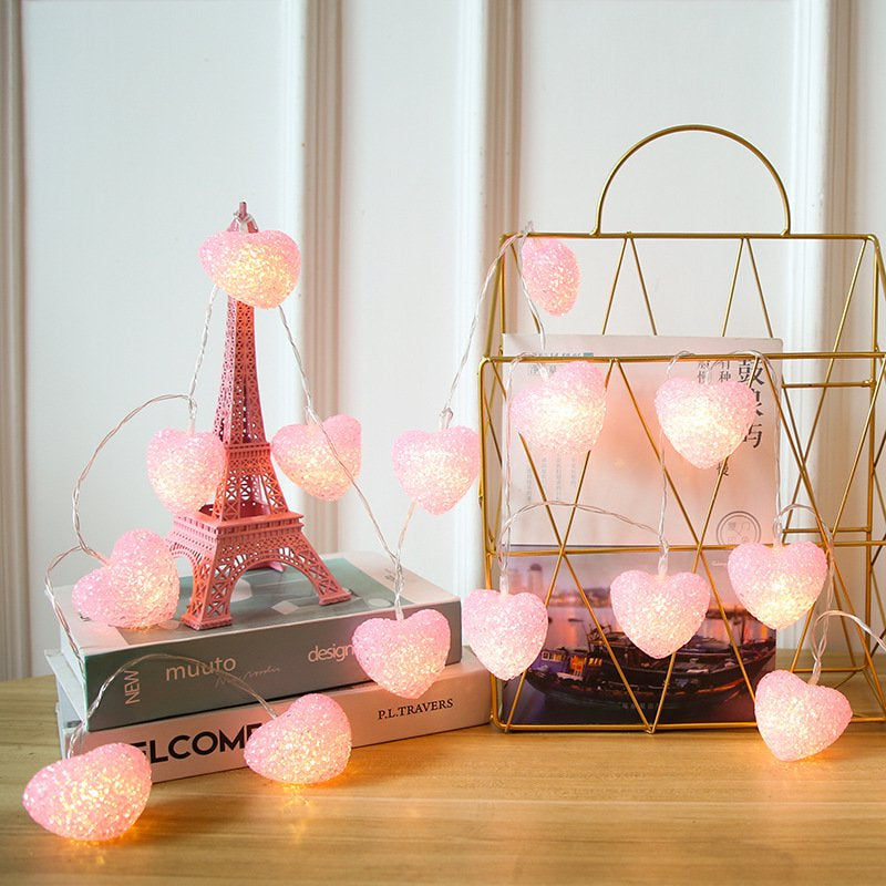 LNKOO Valentine Day Heart Lights Decorations 5 Ft 10 LED Red Heart Shaped String Lights Valentines Fairy Lights Battery Operated for Valentine'S Day Mother'S Day Bedroom Wedding Anniversary Party Home & Garden > Decor > Seasonal & Holiday Decorations Lnkoo Pink  