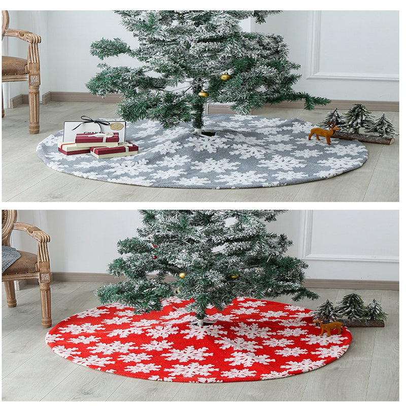 Coolmade Christmas Tree Skirt with Snowflake Red and White Rustic Xmas Tree Skirt Christmas Decorations 35" Home & Garden > Decor > Seasonal & Holiday Decorations > Christmas Tree Skirts YINGQING TRADE LIMITED   