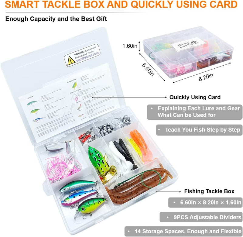 TCMBY 193PCS Fishing Lure Tackle Bait Kit Set for Freshwater Fishing Tackle Box with Tackle Included Fishing Gear, Crankbait, Soft Worm, Spinner, Spoon, To Sporting Goods > Outdoor Recreation > Fishing > Fishing Tackle > Fishing Baits & Lures TCMBY   