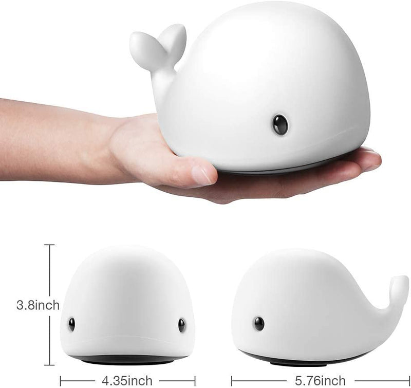 Cute Whale Night Light for Kids,Kawaii Baby Night Light with 7 LED Colors Changing,Tap Control Nursery Squishy Night Lamp,Usb Rechargeable,Birthday Gifts for Baby,Girls,Boys,Toddler,Children-Ourry Home & Garden > Lighting > Night Lights & Ambient Lighting OURRY   