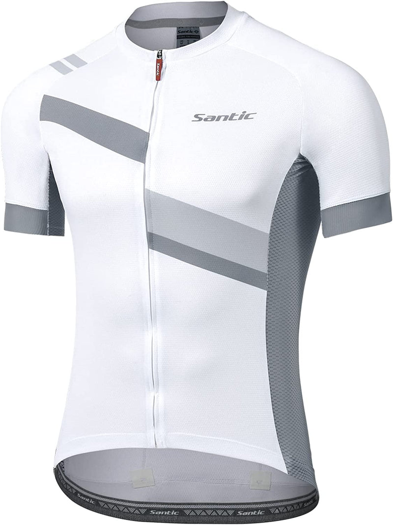 Santic Men'S Cycling Jersey Shorts Sleeve Tops Pro Road Bike Bicycle Shirt Full Zip MTB Clothing with Pockets Sporting Goods > Outdoor Recreation > Cycling > Cycling Apparel & Accessories SANTIC(QUANZHOU) SPORTS CO.,LTD. White-2220 X-Large 