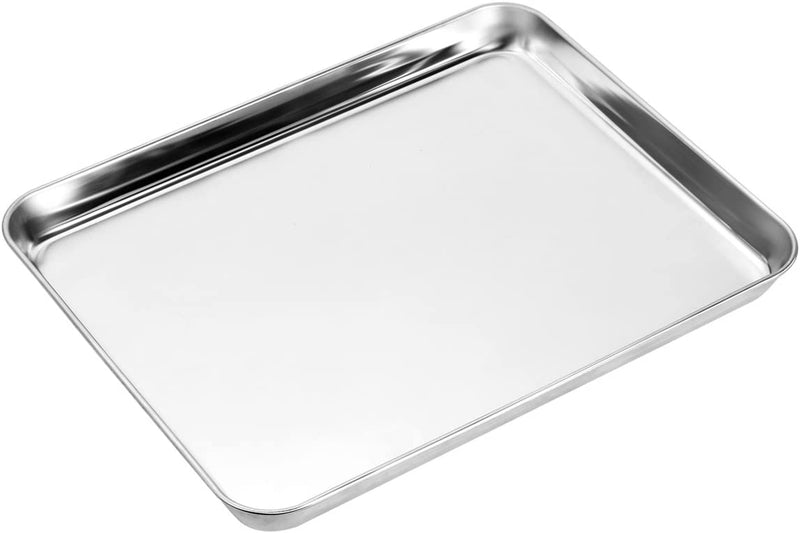 Small Stainless Steel Baking Sheets,Mini Cookie Sheets,Toaster Oven Tray Pan & Rectangle Size 9.4Lx7Wx1H Inch Non Toxic & Healthy,Superior Mirror Finish & Easy Clean,Dishwasher Safe & HOHUNGF Home & Garden > Kitchen & Dining > Cookware & Bakeware HOHUNGF 16.1inch  