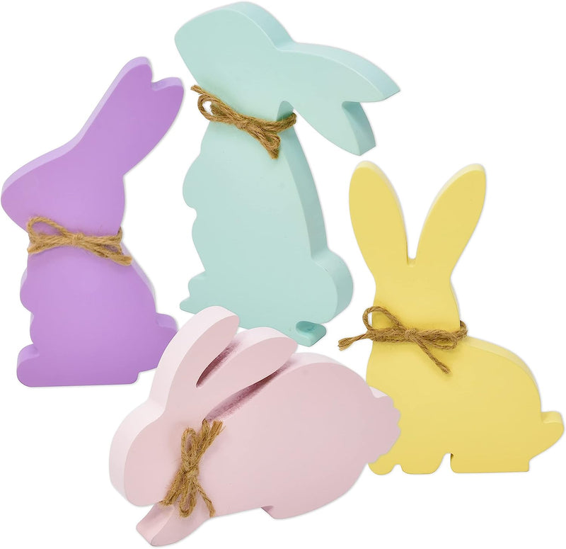 4 Easter Bunny Table Decorations Centerpieces Decorative Wooden Spring Shaped Bunnies Rabbit Table Top Sign Decor Wood Rustic Farmhouse Tabletop for Office Dining Room Mantle Home Party Supplies Home & Garden > Decor > Seasonal & Holiday Decorations Gift Boutique   