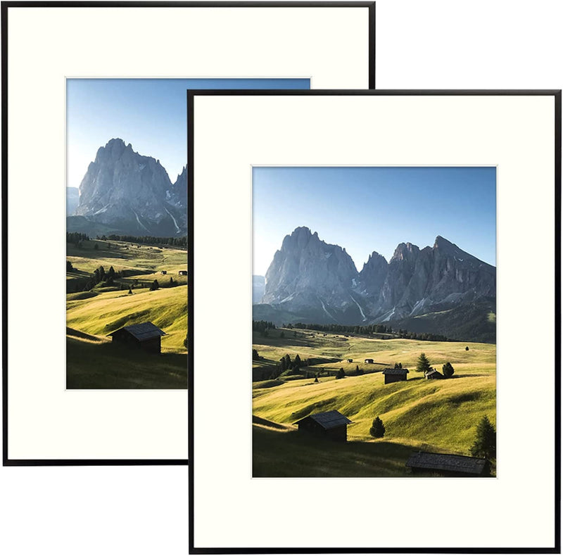 Golden State Art, Metal Wall/Table Top Photo Frame Collection, Aluminum Gold Photo Frame with Ivory Color Mat for Picture & Real Glass (8X10, 2-Pack) Home & Garden > Decor > Picture Frames Golden State Art Black 16x20 