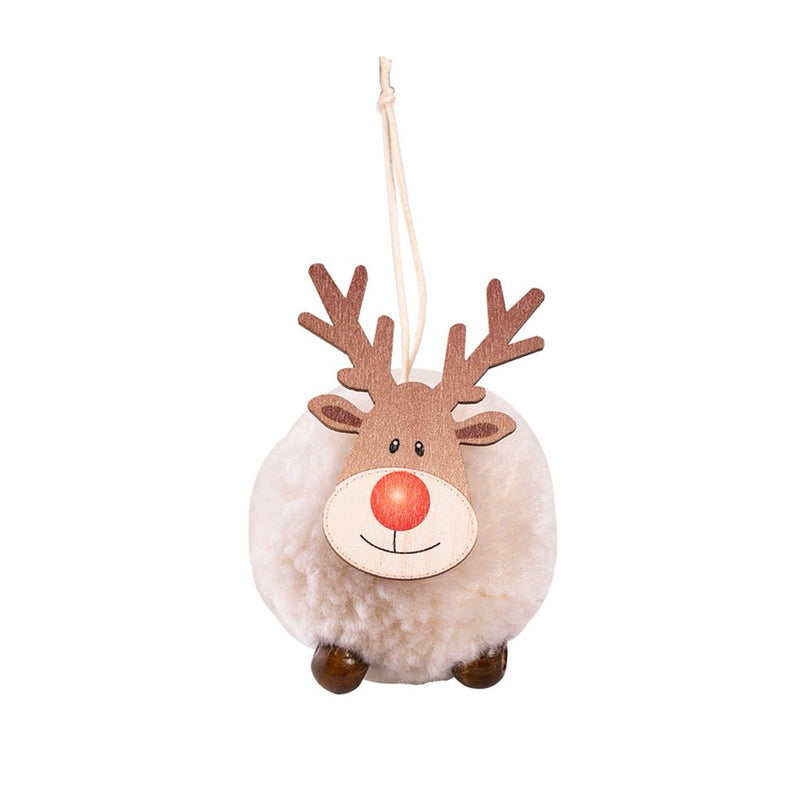 Mightlink Christmas Tree Pendant Large Plush Cute Fluffy Gifts Festival Decoration Holiday Props Xmas Sherpa Ball Elk Pendant Party Supplies Home & Garden > Decor > Seasonal & Holiday Decorations& Garden > Decor > Seasonal & Holiday Decorations mightlink White  