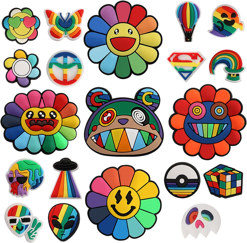 Mortd 20PCS Rainbow Theme Shoe Decoration Charms, Flowers Alien Butterfly Shoe Charms Pack Fit for Shoe Wristband Clog Sandals Decor, PVC Shoe Charm Accessories for Party Favor Holiday Birthday Gifts Sporting Goods > Outdoor Recreation > Winter Sports & Activities mortd   