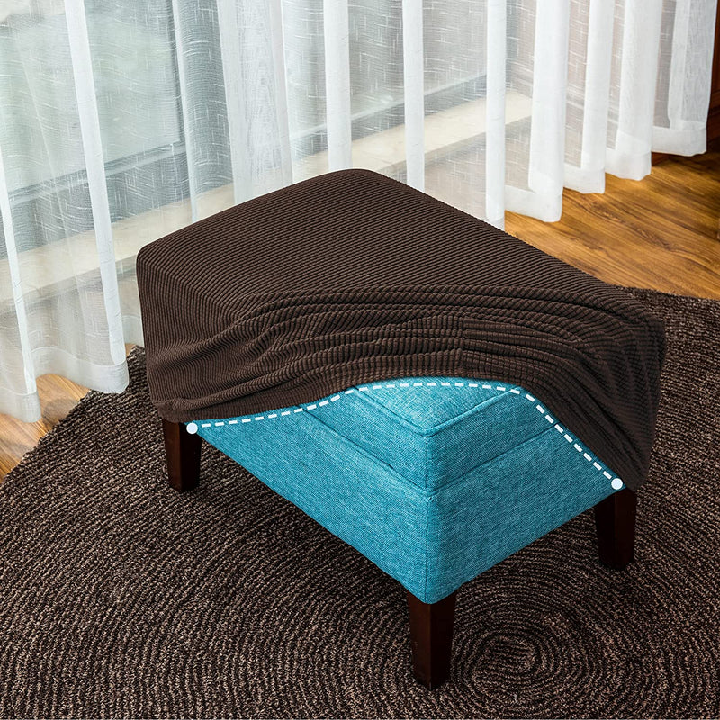 Subrtex Stretch Storage Ottoman Slipcover Protector Oversize Spandex Elastic Rectangle Footstool Sofa Slip Cover for Foot Rest Stool Furniture in Living Room (XL, Chocolate) Home & Garden > Decor > Chair & Sofa Cushions SUBRTEX   