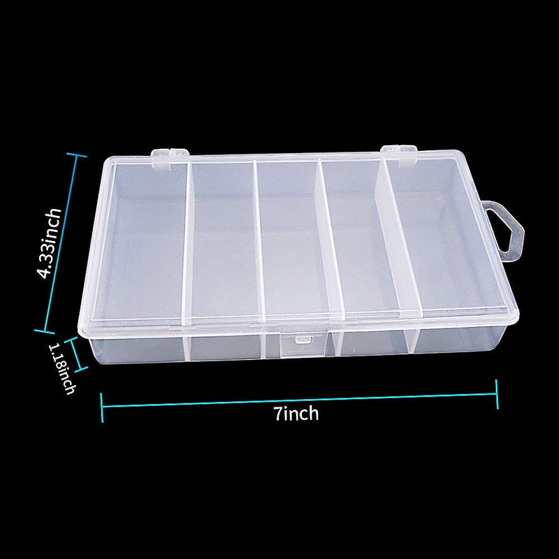 Butterfunny 3 Pack 5-Grid Clear Plastic Fishing Tackle Accessory Box Fishing Tackle Storage Fishing Lure Bait Hooks Storage Box, 7X4.3X1.2Inch Sporting Goods > Outdoor Recreation > Fishing > Fishing Tackle butterfunny   