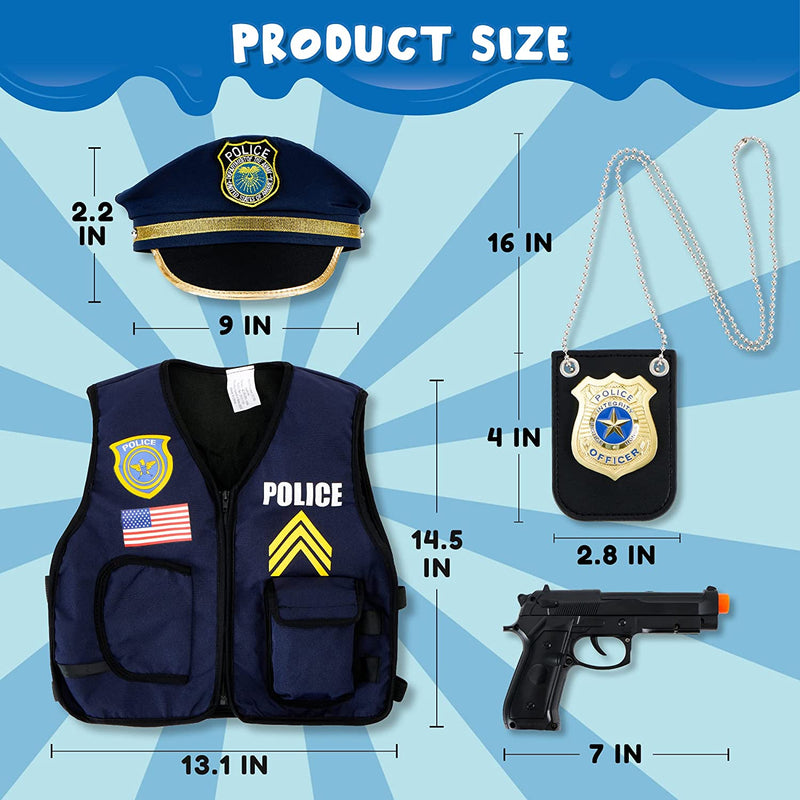 JOYIN 14 Pcs Police Pretend Play Toys Hat and Uniform Outfit for Halloween Dress up Party, Police Officer Costume, Role-Playing  Joyin,Inc.   