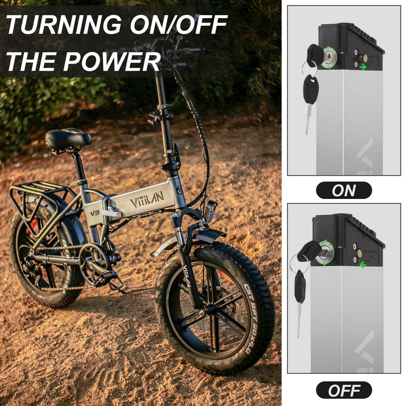 VITILAN V3 Series Power Swappable Ebike Battery with Charge, 48V 13.4Ah Lithium Li-Ion, Removable with up to 28 Miles Range per Charge, 6 Hours Charging Time, Extend the Ride Sporting Goods > Outdoor Recreation > Cycling > Bicycles VITILAN   