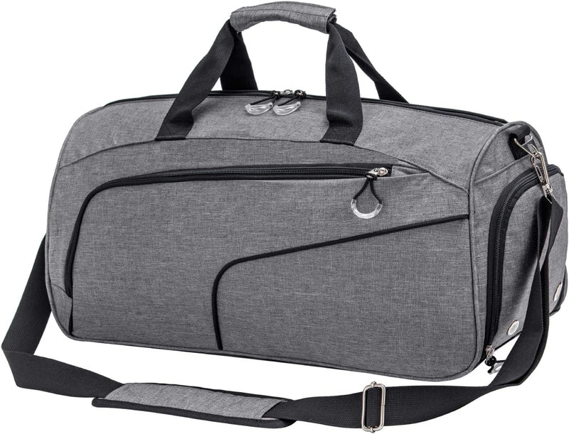 Kuston Sports Gym Bag with Shoes Compartment &Wet Pocket Gym Duffel Bag Overnight Bag for Men and Women Home & Garden > Household Supplies > Storage & Organization Kuston grey  