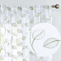 Topick White Sheer Curtains Embroidered Floral Window Drapes for Living Room Bedroom 84 Inch Length Country Scalloped Voile Mesh Light Diffusing Off-White Tulle Curtain Set of 2 Panels Rod Pocket Home & Garden > Decor > Window Treatments > Curtains & Drapes Topick Sage on White 84L 