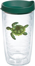Tervis Green Turtle Tumbler with Emblem and Hunter Green Lid 16Oz, Clear