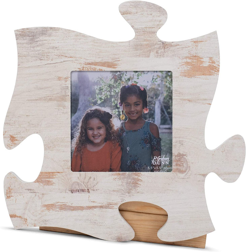 P. Graham Dunn Black Distressed Look 12 X 12 Wood Puzzle Wall Plaque Photo Frame Home & Garden > Decor > Picture Frames P. Graham Dunn Weathered White Wash  