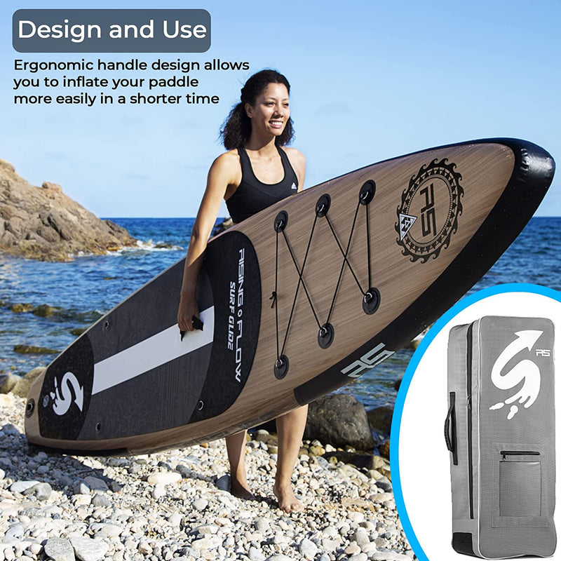 Serenelife Inflatable Stand up Paddle Board (6 Inches Thick) with Premium SUP Accessories & Carry Bag | Wide Stance, Bottom Fin for Paddling, Surf Control, Non-Slip Deck | Youth & Adult Standing Boat Sporting Goods > Outdoor Recreation > Fishing > Fishing Rods SenerelifeHome   