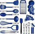 Kitchen Utensils Set, Cooking Utensils Set, Non Stick and Heat Resistant Kitchen Gadgets, 24 Pcs Nylon and Stainless Steel Kitchen Utensil Set New Home Essentials, Pots and Pans Kitchen Accessories Home & Garden > Kitchen & Dining > Kitchen Tools & Utensils Kaluns Blue  