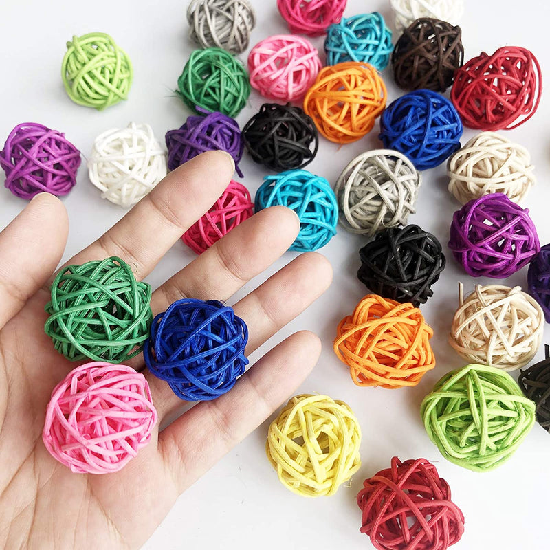 Benvo Rattan Balls 32 Pack 1.2 Inch Wicker Ball Birds Quaker Parrot Parakeet Chewing Pet Bite Ball for Budgies Conures Hamsters Ball Orbs Crafts DIY Accessories Vase Fillers (Multi-Colored) Animals & Pet Supplies > Pet Supplies > Bird Supplies > Bird Toys Benvo   