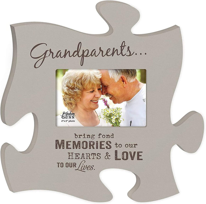 P. Graham Dunn Memories White Distressed Wood Look 4 X 6 Wood Puzzle Wall Plaque Photo Frame Home & Garden > Decor > Picture Frames P. Graham Dunn Grey Grandparents  