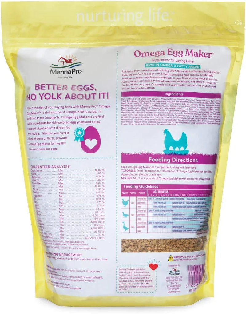 Manna Pro Chicken Feed Supplement | Omega Egg Maker Chicken Supplies | Chicken Food Supplement for Laying Hens | 5 Pounds Animals & Pet Supplies > Pet Supplies > Bird Supplies > Bird Food Manna Pro- Pets   