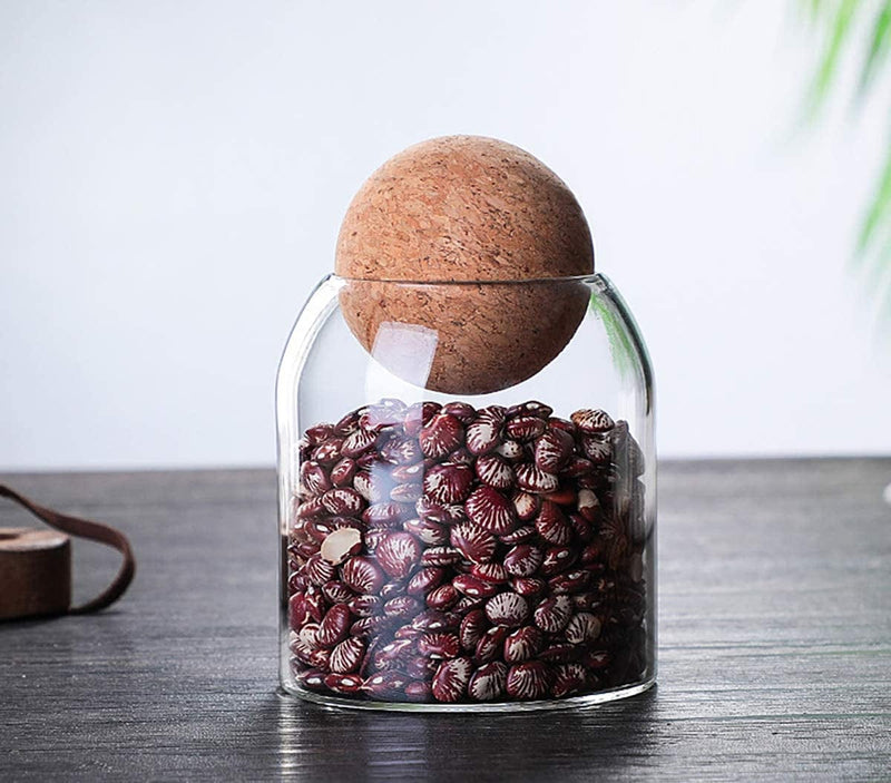 550Ml/18Oz round Cork Glass Bottle Sealed Jar Nut Storage Jar Coffee Bean Jar round Transparent Home & Garden > Decor > Decorative Jars SAPHALTON   