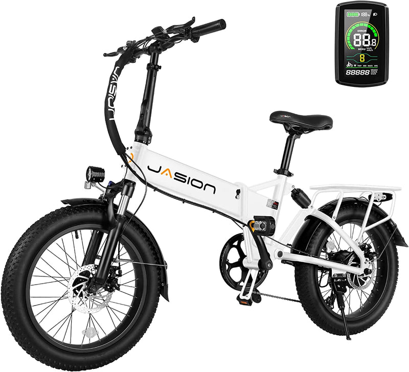 Jasion EB7 2.0 Electric Bike for Adults, 500W Motor 20MPH Max Speed, 48V 10AH Removable Battery, 20" Fat Tire Foldable Electric Bike with Dual Shock Absorber, and Shimano 7-Speed Electric Bicycles Sporting Goods > Outdoor Recreation > Cycling > Bicycles GUANGDONG SHUNDE JUNHAO SCIENCE & TECHNOLOGY DEVELOPMENT CO.,LTD White  