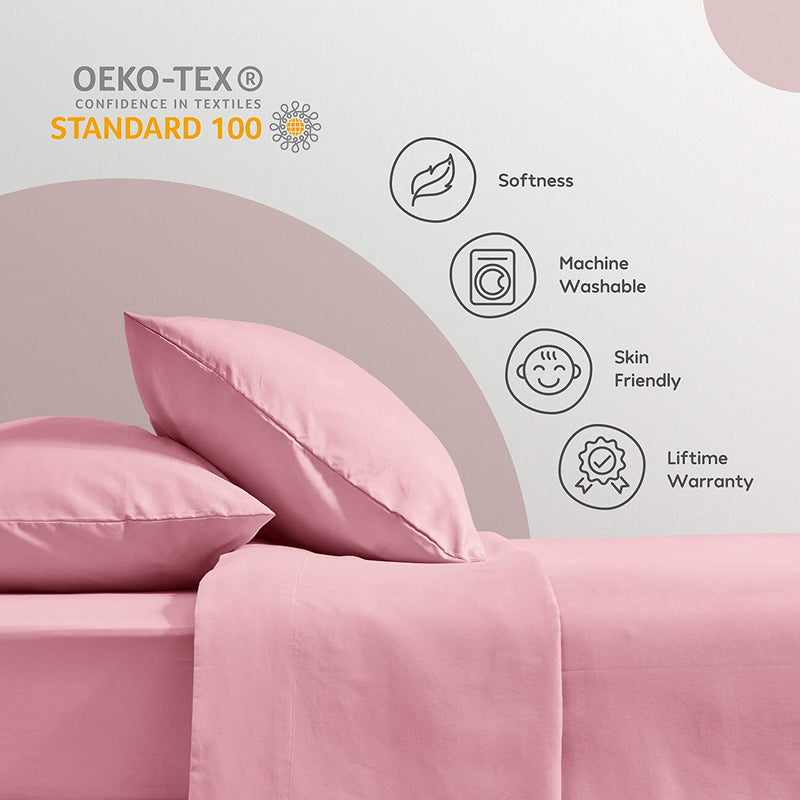 SLEEP ZONE Super Soft Kids Twin Bed Sheets Set 3-Piece - Wrinkle & Fade Resistant Easy Care Bedding Sheets & Pillowcases (Twin, Ballet Pink) Home & Garden > Linens & Bedding > Bedding SLEEP ZONE   