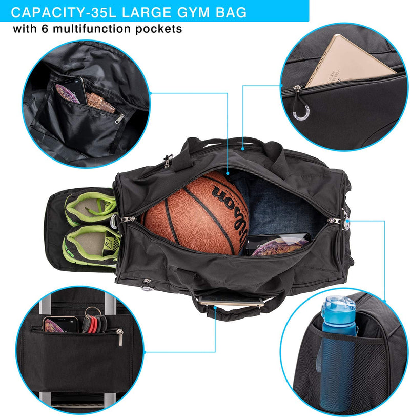 Kuston Sports Gym Bag with Shoes Compartment &Wet Pocket Gym Duffel Bag Overnight Bag for Men and Women Home & Garden > Household Supplies > Storage & Organization Kuston   