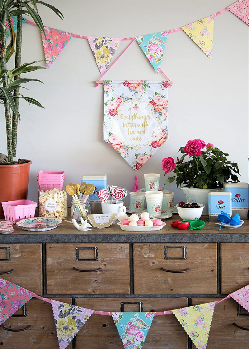Vintage Bright Floral Paper Bunting Garland with Triangle Pennants, 13Ft | Truly Scrumptious | Decoration for Birthday, Garden Party, Afternoon Tea, Baby Shower, Bedroom Décor, Daughter, Girls Home & Garden > Decor > Seasonal & Holiday Decorations Talking Tables   