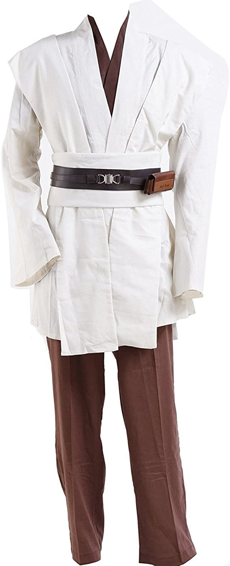 WYKBPX Halloween Tunic Costume Set Cosplay Outfit for Jedi Brown with White Hooded Robe  WYKBPX   