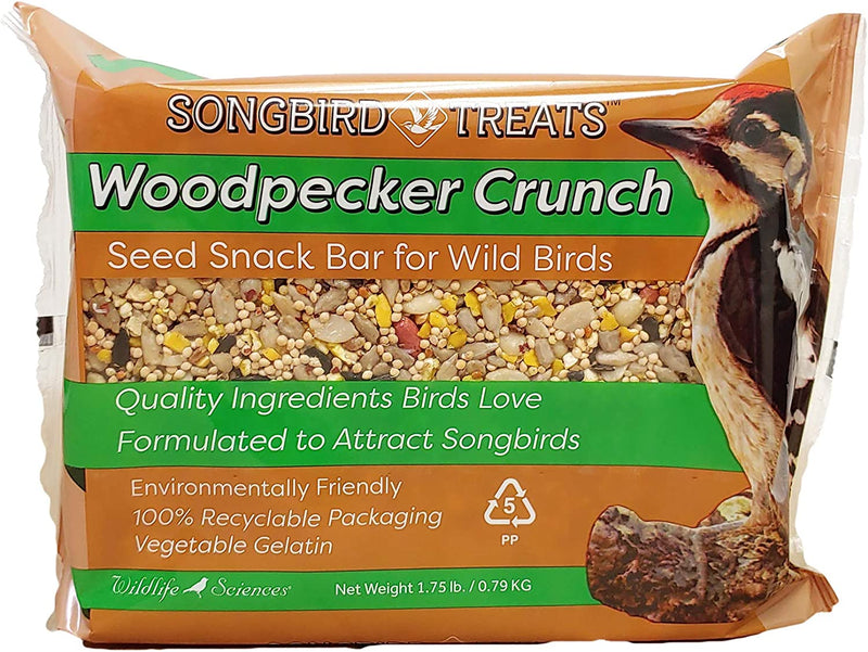 Songbird Treats Seed Bars | 8 Pack of 1.75 Lb Bird Seed Cakes for Wild Birds (Woodpecker Crunch) Animals & Pet Supplies > Pet Supplies > Bird Supplies > Bird Food Wildlife Sciences   
