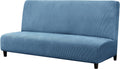 Subrtex Stretch Armless Sofa Slipcover Foldable Futon Cover Sofa Bed Washable Removable Furniture Protector (Celadon) Home & Garden > Decor > Chair & Sofa Cushions SUBRTEX Denim Blue  