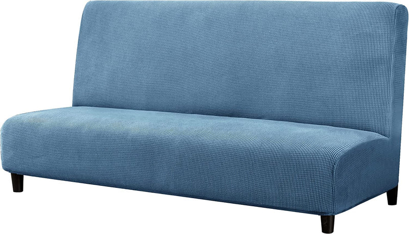 Subrtex Stretch Armless Sofa Slipcover Foldable Futon Cover Sofa Bed Washable Removable Furniture Protector (Celadon) Home & Garden > Decor > Chair & Sofa Cushions SUBRTEX Denim Blue  