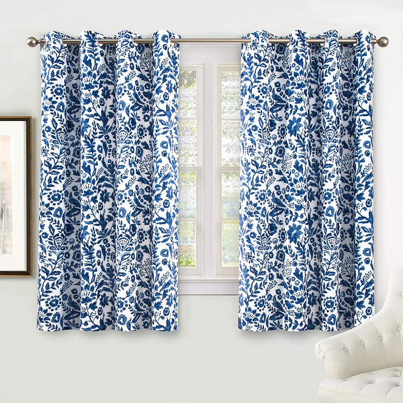 Driftaway Julia Watercolor Blackout Room Darkening Grommet Lined Thermal Insulated Energy Saving Window Curtains 2 Layers 2 Panels Each Size 52 Inch by 84 Inch Blush Home & Garden > Decor > Window Treatments > Curtains & Drapes DriftAway Navy 52'' x 54'' 