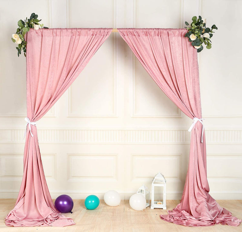 SHERWAY 2 Panels 4.8 Feet X 10 Feet Dusty Rose Thick Satin Backdrop Drapes, Non-Transparent Soft Window Curtains for Wedding Party Ceremony Stage Décor Home & Garden > Decor > Window Treatments > Curtains & Drapes SHERWAY   