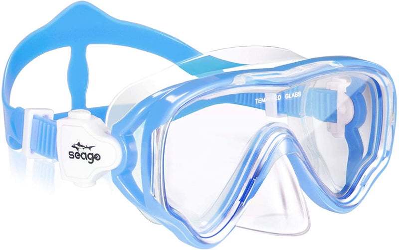Seago Kids Swim Goggles Snorkel Diving Mask for Youth, Anti-Fog 180° Clear View Sporting Goods > Outdoor Recreation > Boating & Water Sports > Swimming > Swim Goggles & Masks Seago Blue  