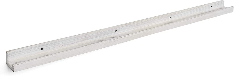 Rustic State Ted Wall Mount Extra Long Narrow Picture Ledge Shelf Display | 60 Inch Floating Wooden Storage Shelves Washed White Furniture > Shelving > Wall Shelves & Ledges Rustic State   