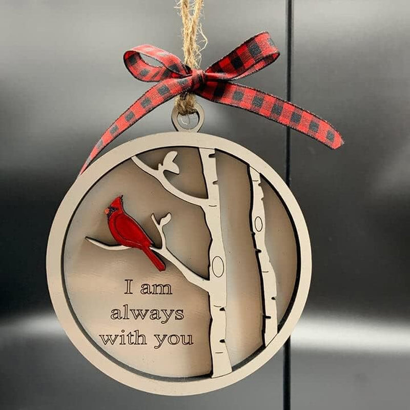 Handmade Memorial Ornament with Cardinals- We Are Always with You Wooden Sympathy Grief Gift Memory Ornament in Loving in Remembrance Condolence Sympathy for Loss of Loved One (Pair of Cardinals)  Feeoici Single Cardinal  