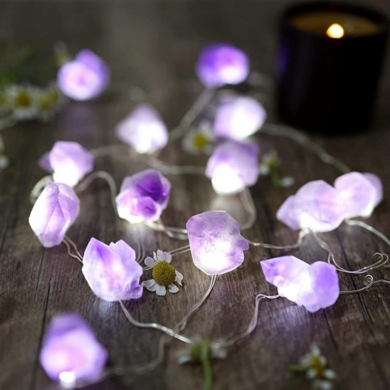 Decorative Lights Amethyst LED String Lights Battery Operated 10 Ft 30 Leds Natural Crystal String Lights for Bedroom Party Indoor Birthday Wedding Decor Valentine'S Day Gift Home & Garden > Decor > Seasonal & Holiday Decorations popfeel   