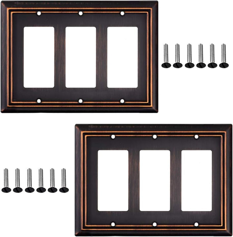Pack of 4 Wall Plate Outlet Switch Covers by SLEEKLIGHTING | Decorative Oil Rubbed Bronze | Variety of Styles: Decorator/Duplex/Toggle / & Combo | Size: 1 Gang Decorator Sporting Goods > Outdoor Recreation > Fishing > Fishing Rods SLEEKLIGHTING 3 Decorator  