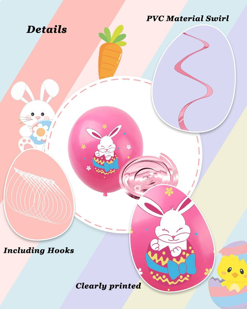 55PCS Easter Party Decoration Happy Easter Balloons Banner Kits Bunny Egg Hanging Swirl Decorations for Easter Party Supplies Home & Garden > Decor > Seasonal & Holiday Decorations BUUFAN   