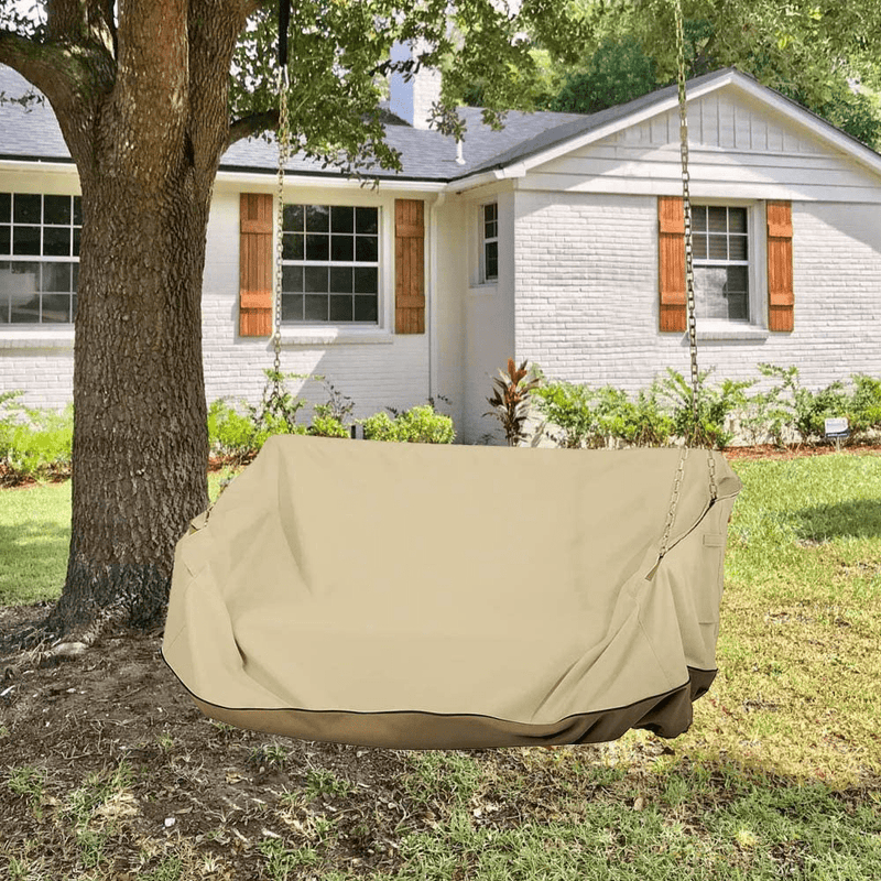 56”Lx25”Wx32”H Hanging Porch Swing Cover Waterproof for Outdoor Funiture Heavy Duty Patio 2 Seat Wooden Yard Swing Chair Cover Replacement Home & Garden > Lawn & Garden > Outdoor Living > Porch Swings StorMaster Beige  