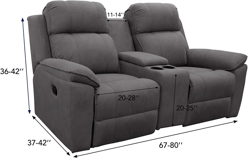 Easy-Going 1 Piece Stretch Reclining Loveseat with Middle Console Slipcover, 2 Seater Loveseat Recliner Cover with Cup Holder and Storage, Recliner Couch Sofa Cover, Furniture Protector Black Home & Garden > Decor > Chair & Sofa Cushions Easy-Going   