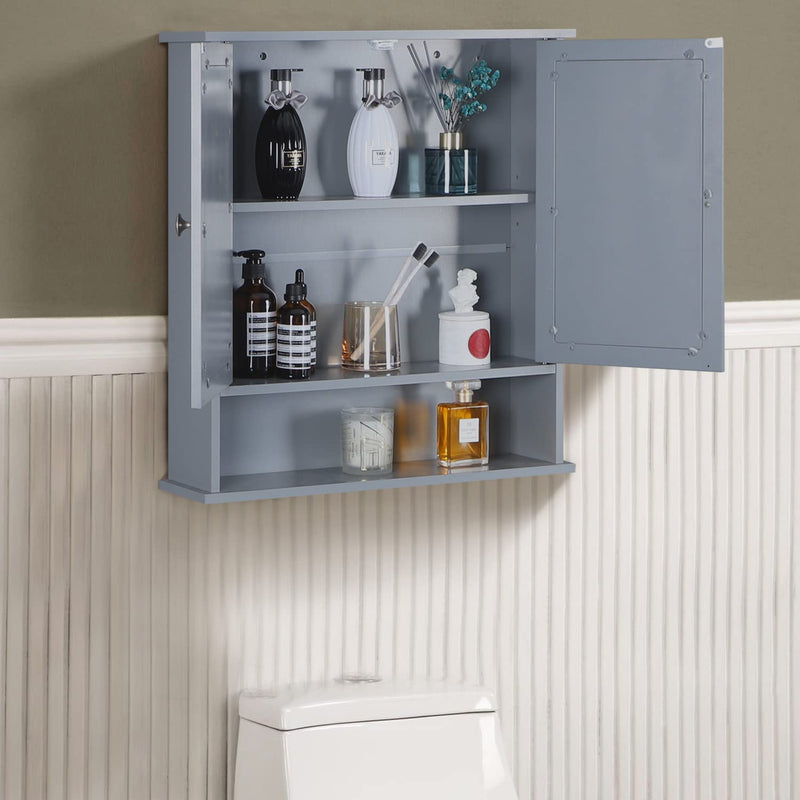 MAISON ARTS Bathroom Medicine Cabinet with Mirror and Adjustable Shelf, Medicine Cabinets Bathroom Cabinet Wall Mounted for Kitchen, Living Room and Laundry Room, Grey Home & Garden > Household Supplies > Storage & Organization MAISON ARTS   