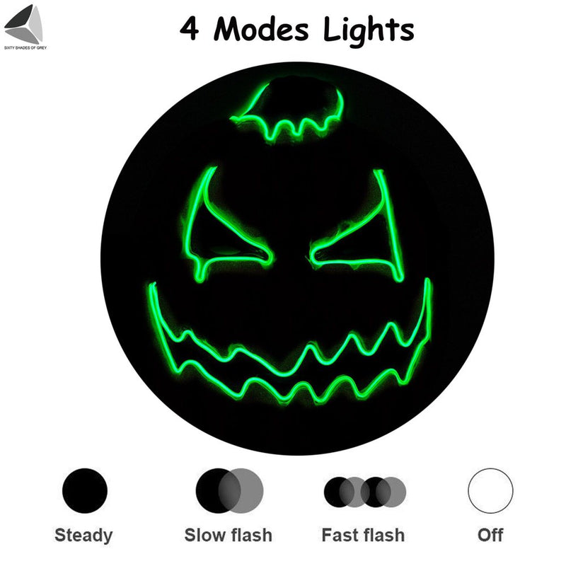 Sixtyshades Halloween LED Pumpkin Mask EL Wire Cosplay Mask Scary Lighting up Mask for Halloween Costume Party Masquerade Carnival