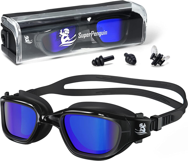 Super Penguin Swim Goggles for Women Men, Polarized Swimming Goggles Anti-Fog UV Protection Leak-Proof Goggles for Swimming Sporting Goods > Outdoor Recreation > Boating & Water Sports > Swimming > Swim Goggles & Masks Super Penguin Polarized Blue Mirrored  