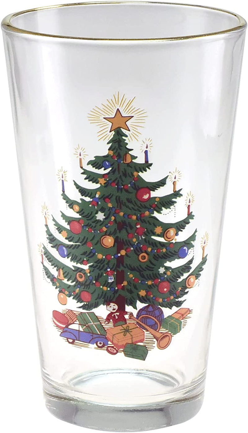 Culver 22K Gold Rim Christmas Tree Decorated Pint Mixing Holiday Glasses 16-Ounce, Set of 2 Gift Boxed Home & Garden > Kitchen & Dining > Tableware > Drinkware Culver   