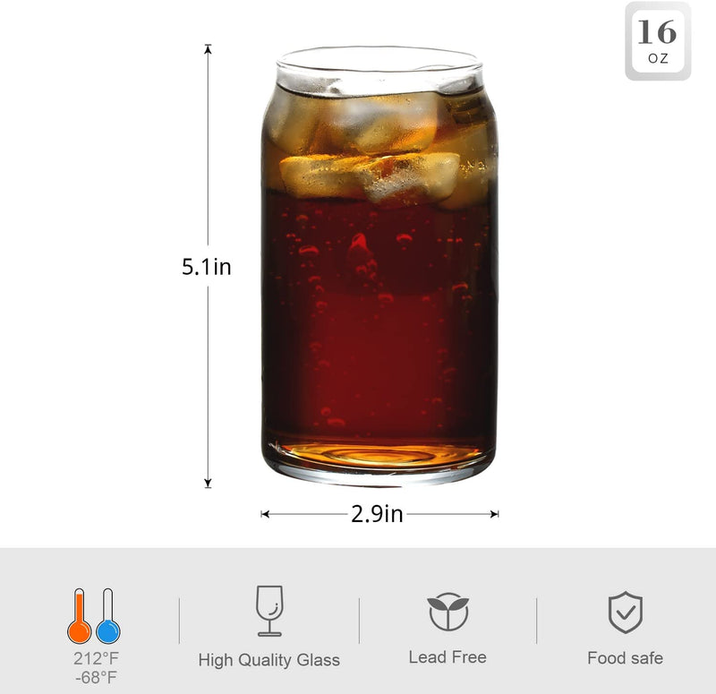 SUNNOW Vastto 16 Ounce Classic Can Tumbler Glasses,Iced Coffee Glasses,For Home Dinning, Bar and Party,12 Pack